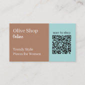 Carte De Visite Code QR moderne Bleu et brun muesli Simple (Devant)
