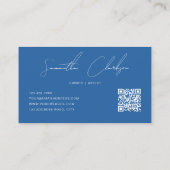Carte De Visite Code QR Moderne Bleu Foncé Écriture Manuscrite (Dos)