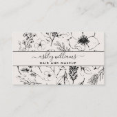 Carte De Visite Code QR moderne Botanique Blush & Black Name Scrip (Devant)