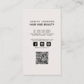 Carte De Visite Code QR moderne Botanique Blush et Noir (Dos)