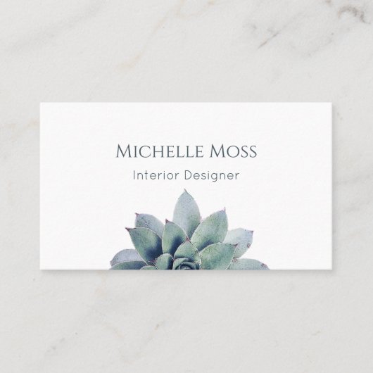 Carte De Visite Code QR Moderne Botanique Succulent Cactus (Devant)