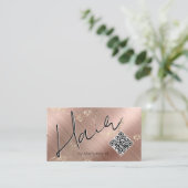 Carte De Visite Code QR Moderne Chic Cheveux Roses (Debout devant)