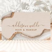 Carte De Visite Code QR Moderne Chic Marbre Agate Pailleté Or