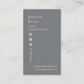 Carte De Visite Code QR moderne chic rose et gris scannable (Dos)