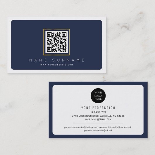 Carte De Visite Code QR moderne code à barres réseau tendance (Devant / Derrière)