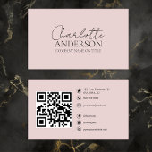 Carte De Visite Code QR moderne Custom Social Media Blush Pink