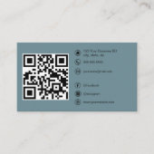 Carte De Visite Code QR moderne Custom Social Media Hazy Turquoise (Devant)