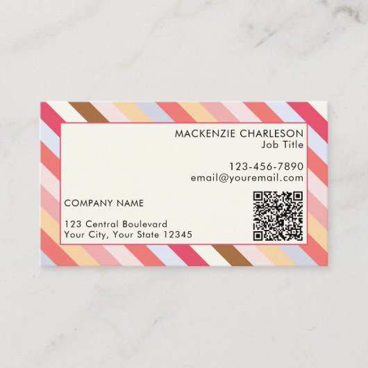 Carte De Visite Code QR moderne de bande diagonale (Devant)