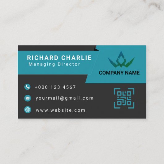 Carte De Visite Code QR Moderne de Marketing Numérique Sarcelle et (Dos)