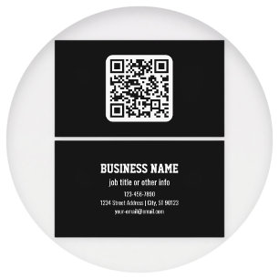 Carte De Visite Code QR moderne éditable Noir Blanc ou toute cou