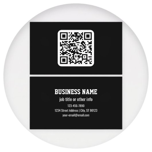 Carte De Visite Code QR moderne éditable | Noir Blanc ou toute cou