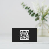 Carte De Visite Code QR moderne éditable | Noir Blanc ou toute cou (Debout devant)
