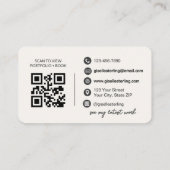 Carte De Visite Code QR moderne Élégant blanc ivoire Script (Dos)