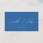 Carte De Visite Code QR Moderne Élégant Bleu Écriture Manuscrite (Devant)