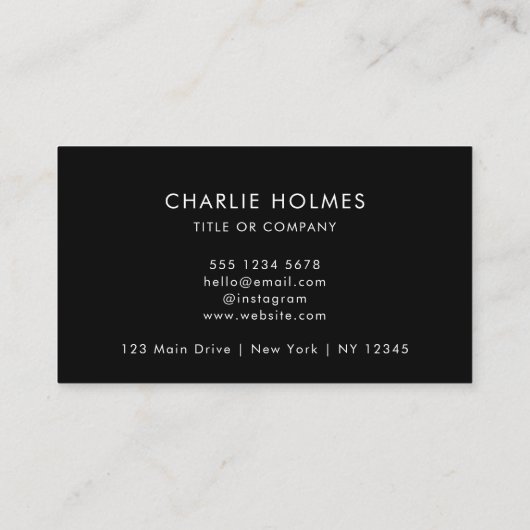 Carte De Visite Code QR | Moderne élégant Noir Professionnel (Dos)