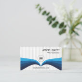 Carte De Visite Code QR moderne Elegant Professional Blue Wave (Debout devant)