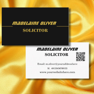 Carte De Visite Code QR moderne élégant Sleek Solliciteur noir