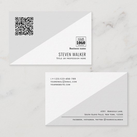 Carte De Visite Code QR moderne Entreprise professionnelle simple (Devant / Derrière)