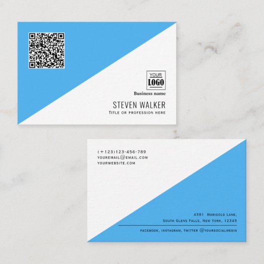 Carte De Visite Code QR moderne Entreprise professionnelle simple (Devant / Derrière)