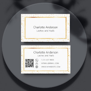 Carte De Visite Code QR moderne et élégant en or blanc