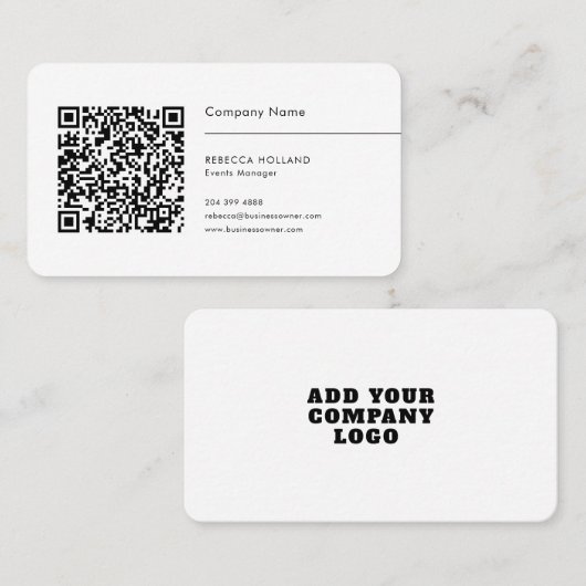 Carte De Visite Code QR moderne et logo d'entreprise (Devant / Derrière)