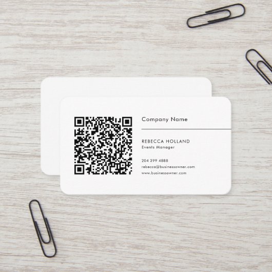 Carte De Visite Code QR moderne et logo d'entreprise (Devant/Arrière en situation)
