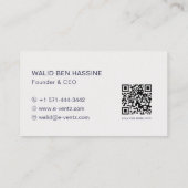 Carte De Visite Code QR moderne et logo d'entreprise l Bleu marine (Dos)