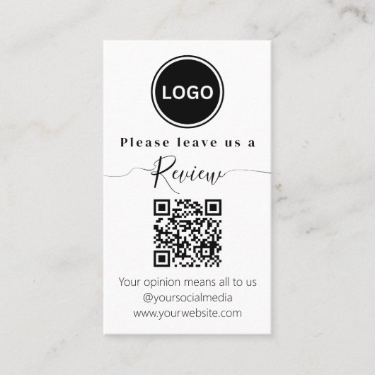 Carte De Visite Code QR moderne | Laissez-nous un avis (Devant)