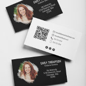 Carte De Visite Code QR moderne Médias sociaux Photo professionnel