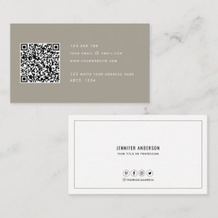 Carte De Visite Code QR Moderne Minimaliste Élégant Nettoyant Si