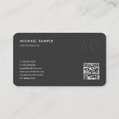 Carte De Visite Code QR moderne Monogramme Modèle Élégant noir (Dos)