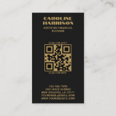 Carte De Visite Code QR moderne Monogramme noir minimal vertical (Dos)