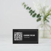 Carte De Visite Code QR Moderne Noir et Blanc (Debout devant)