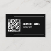 Carte De Visite Code QR Moderne Noir et Blanc (Devant)