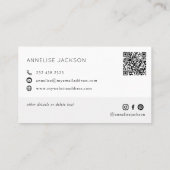 Carte De Visite CODE QR moderne noir et blanc monogrammé (Dos)