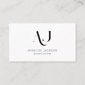 Carte De Visite CODE QR moderne noir et blanc monogrammé (Devant)