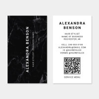 Code QR moderne noir et Marbre blanc