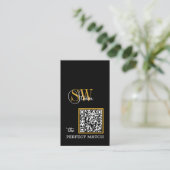 Carte De Visite Code QR moderne, Nom monographique / Signature (Debout devant)