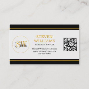 Carte De Visite Code QR moderne, Nom monographique / Signature