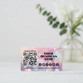 Carte De Visite Code QR moderne Pastel rose clair Flare (Debout devant)