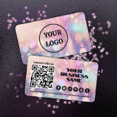 Carte De Visite Code QR moderne Pastel rose clair Flare