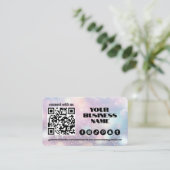Carte De Visite Code QR moderne Pastel rose clair Flare (Debout devant)