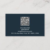 Carte De Visite Code QR Moderne Professionnel Bleu, Or, Rose (Dos)
