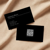 Carte De Visite Code QR moderne professionnel noir et blanc