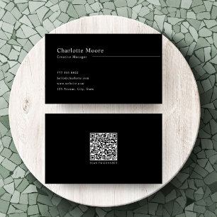Carte De Visite Code QR moderne professionnel noir et blanc