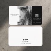 Carte De Visite Code QR moderne professionnel noir et blanc