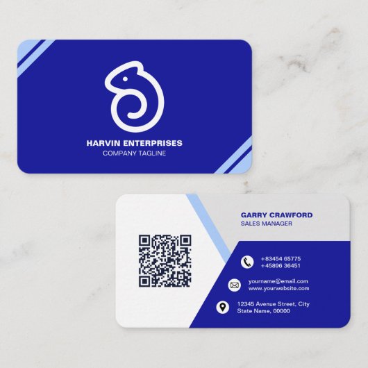 Carte De Visite Code QR moderne professionnel personnalisé B perso (Devant / Derrière)