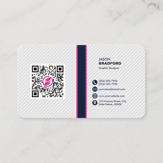 Carte De Visite Code QR moderne professionnel personnalisé Bu pers (Dos)