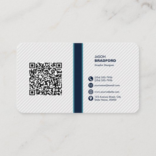 Carte De Visite Code QR moderne professionnel personnalisé Bu pers (Dos)