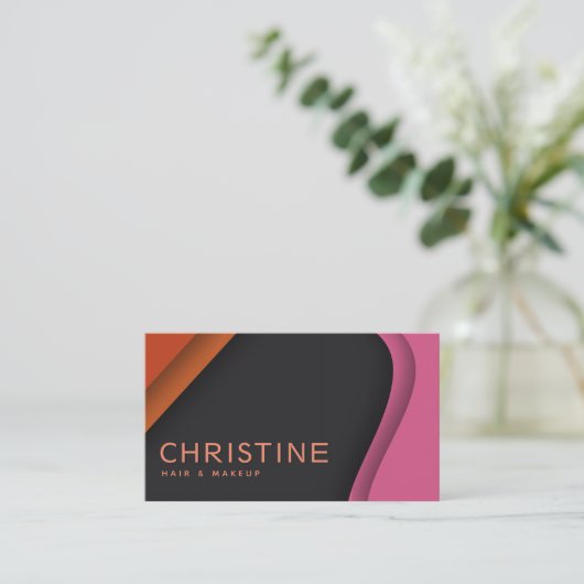 Carte De Visite Code Qr moderne professionnel rose orange (Debout devant)